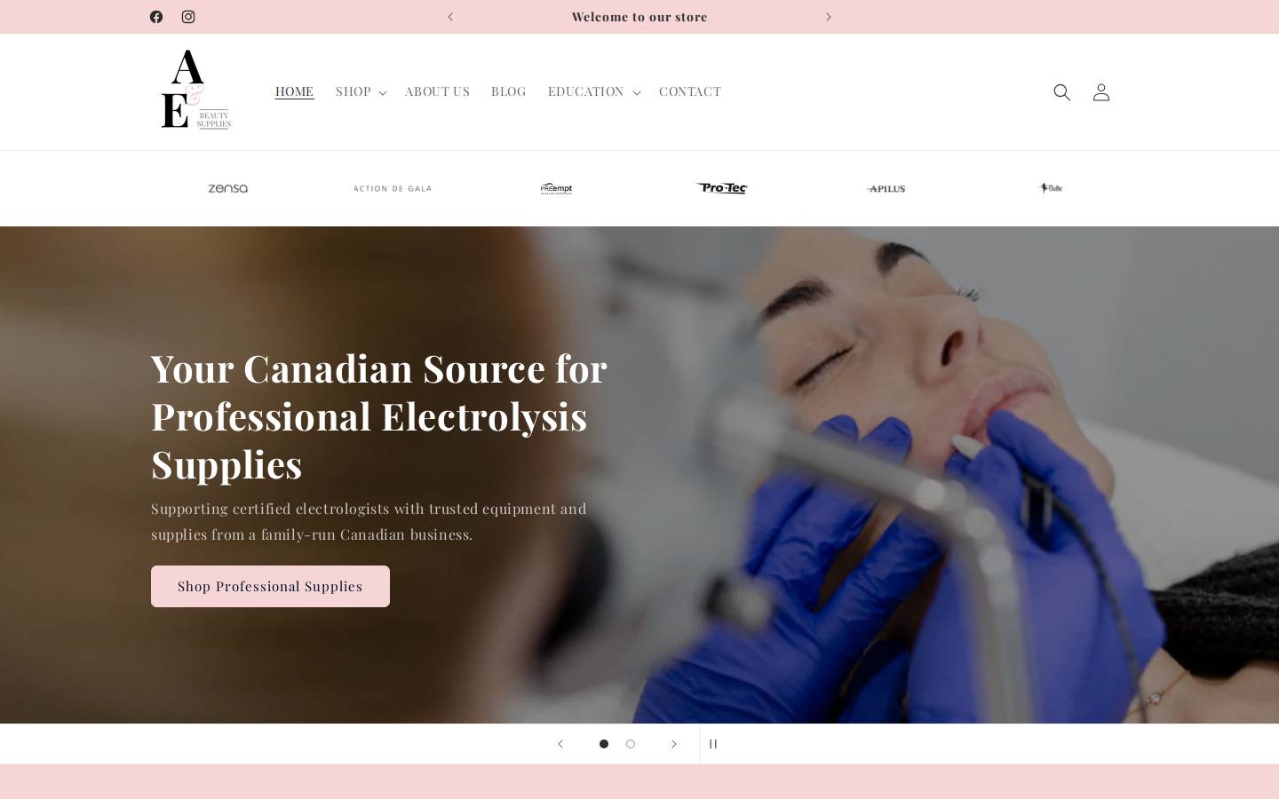 aebeautysupplies.com homepage screenshot