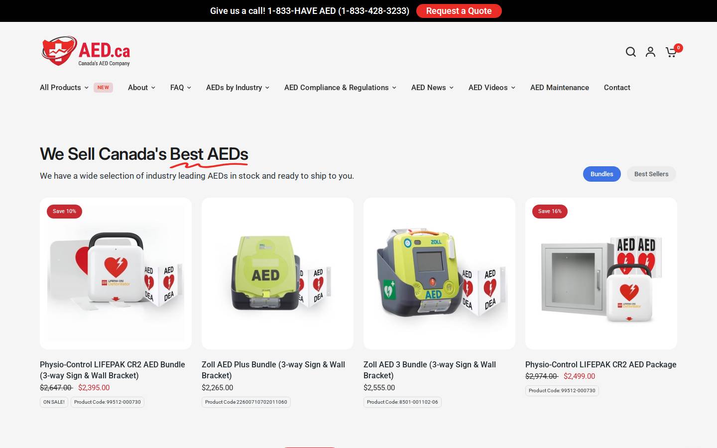 AED.ca homepage screenshot