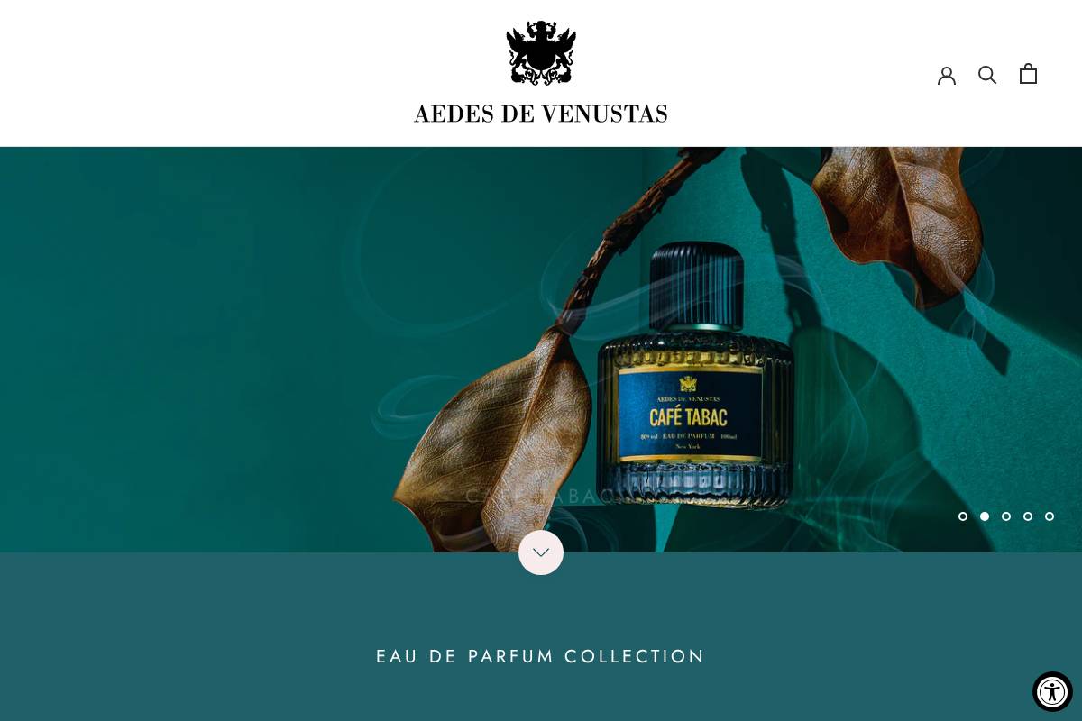 aedesdevenustas.com homepage screenshot