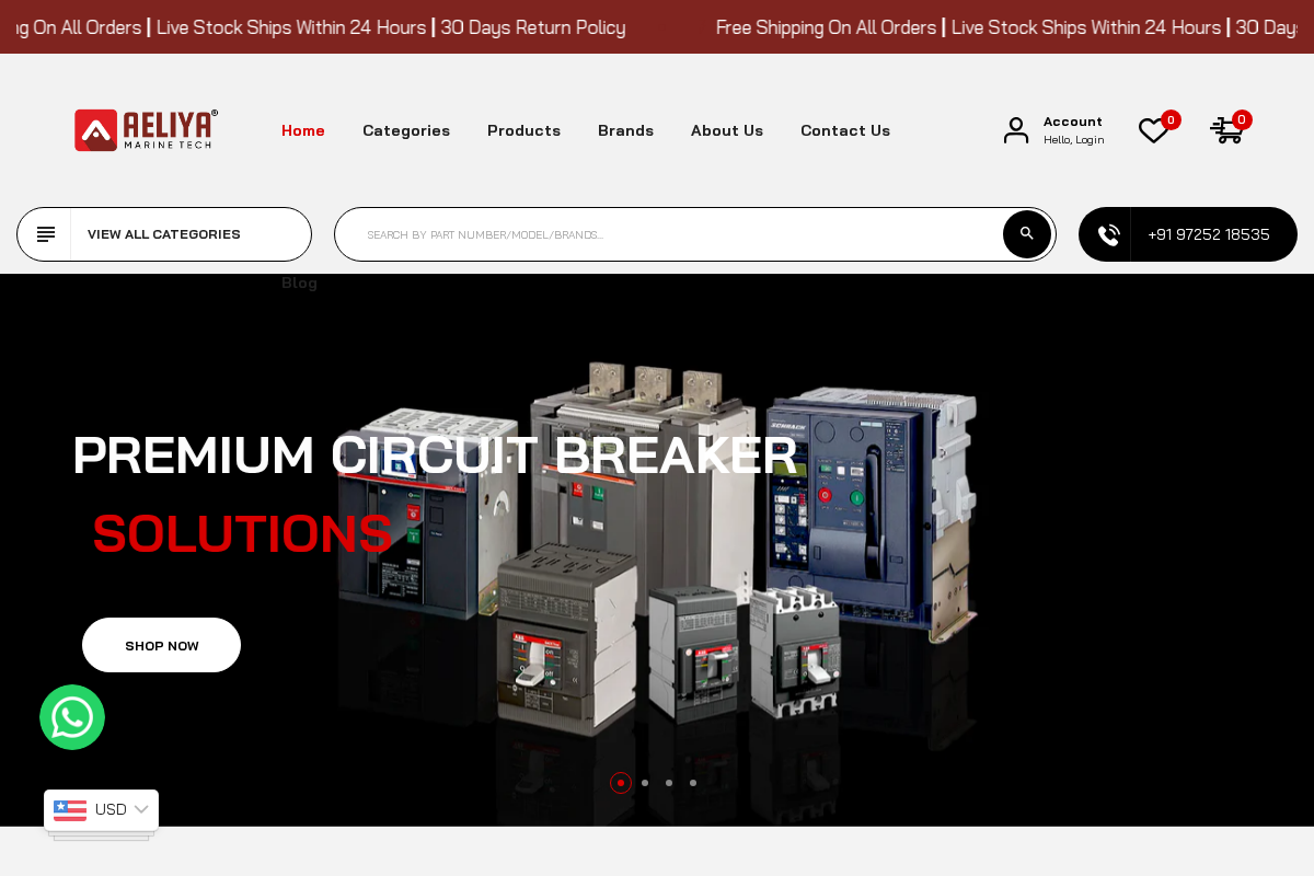 Aeliya Marine homepage screenshot