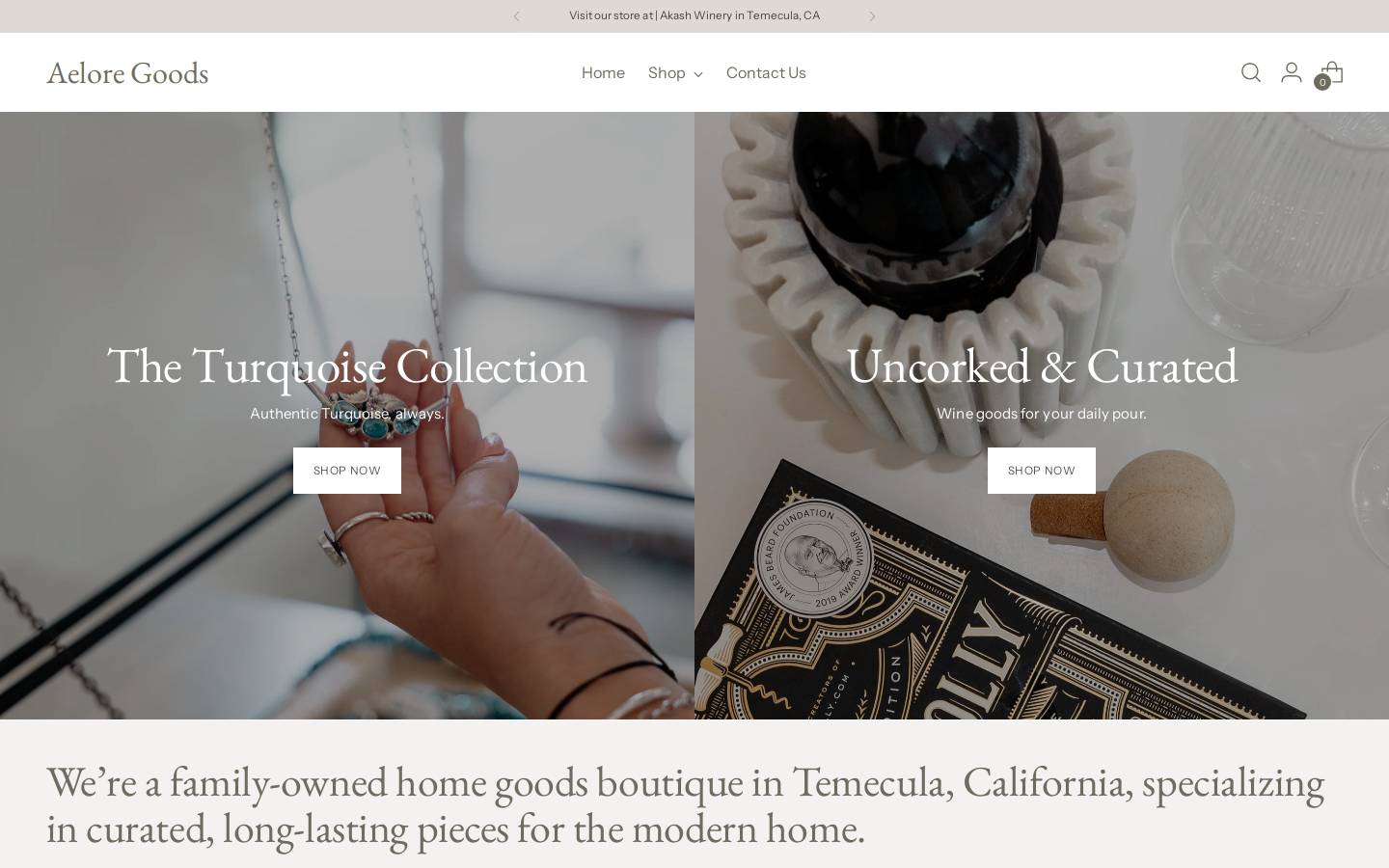 aeloregoods.com homepage screenshot