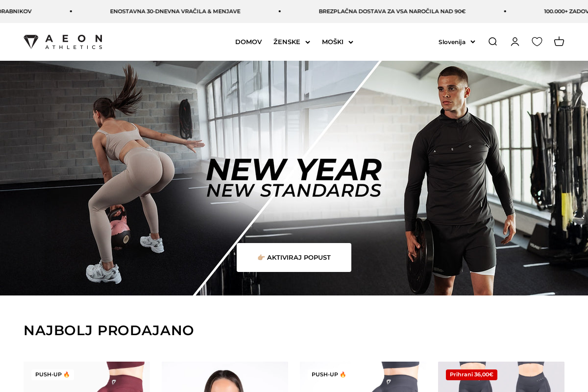 Aeon Athletics homepage screenshot