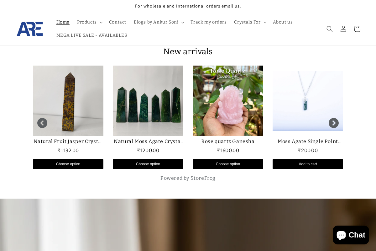 AEORA ROCKS INDIA -Healing Crystals superstore homepage screenshot