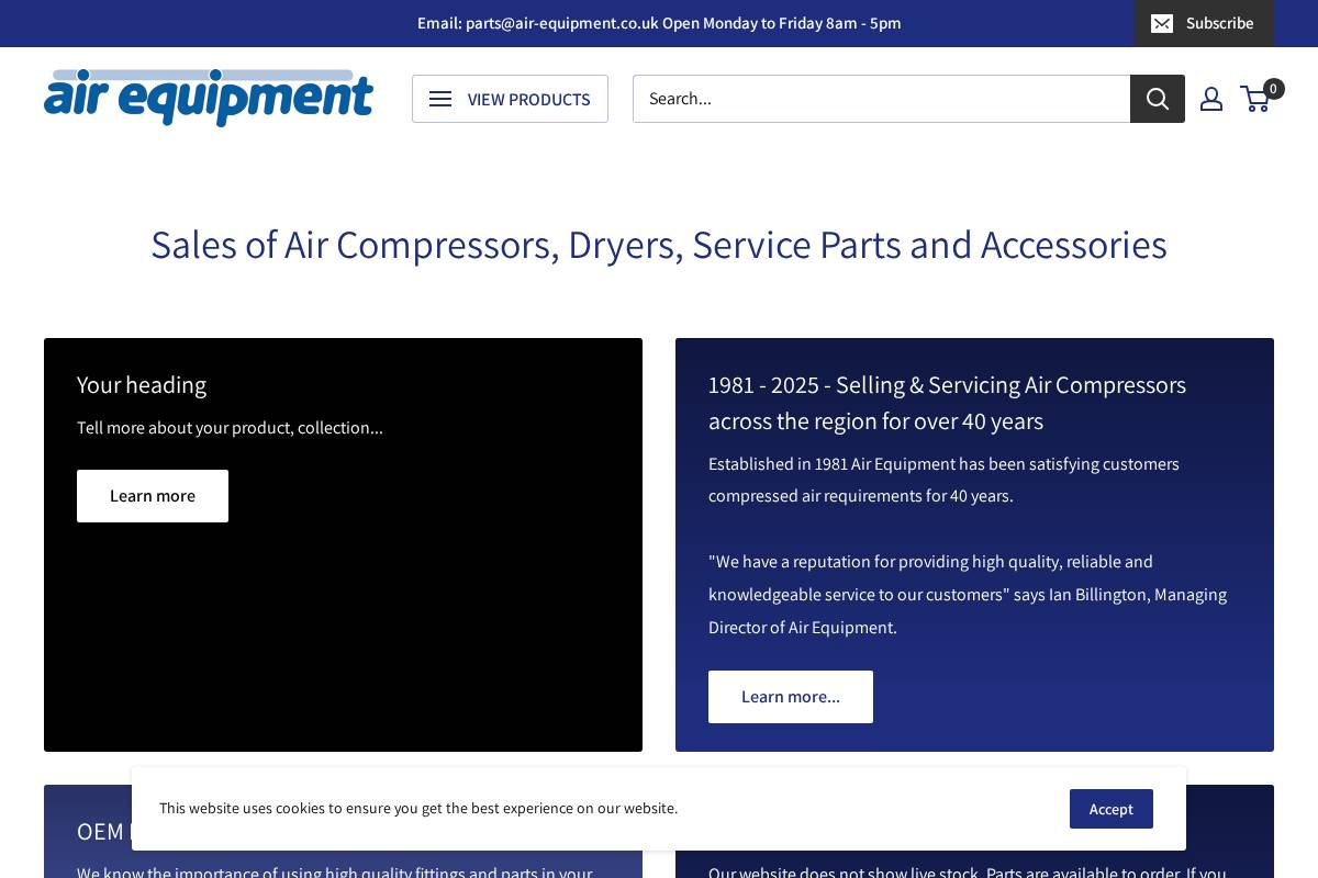 AE Parts / Air Equipment homepage screenshot