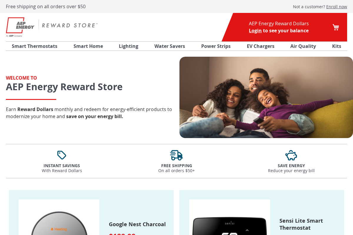 aepenergyrewardstore.com homepage screenshot