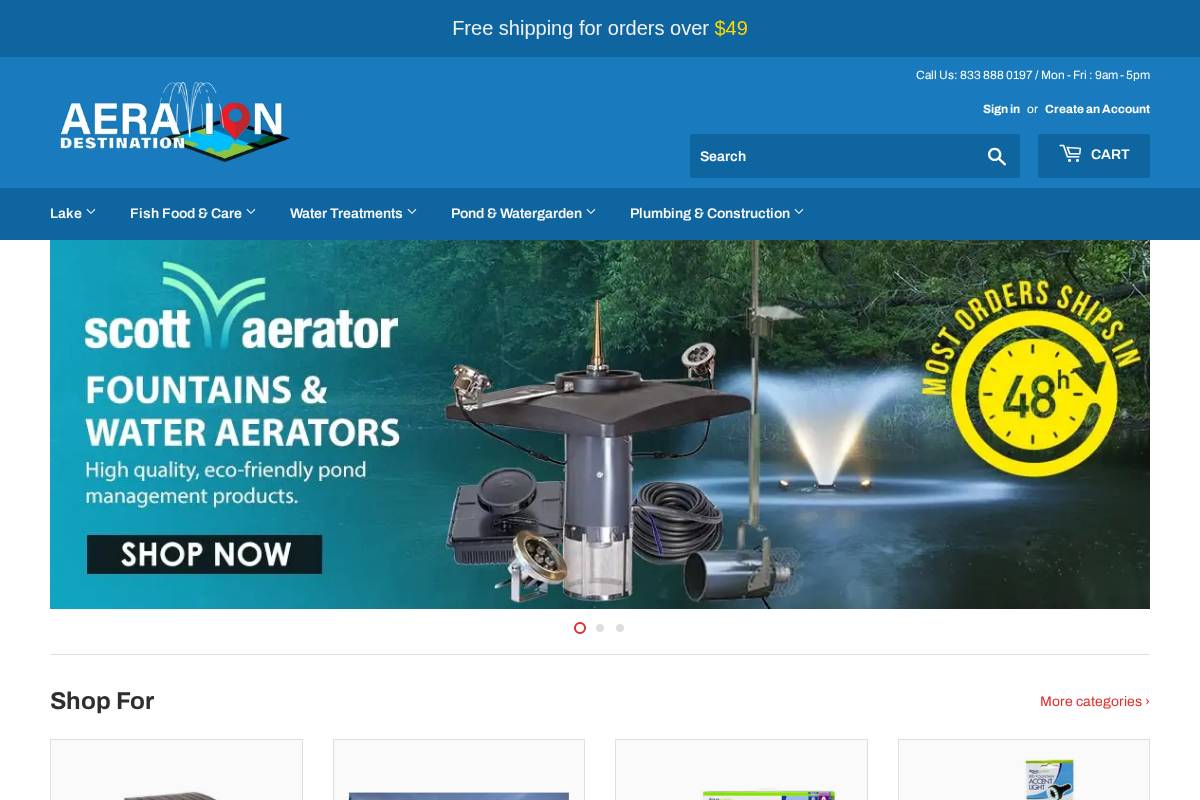 aerationdestination.com homepage screenshot