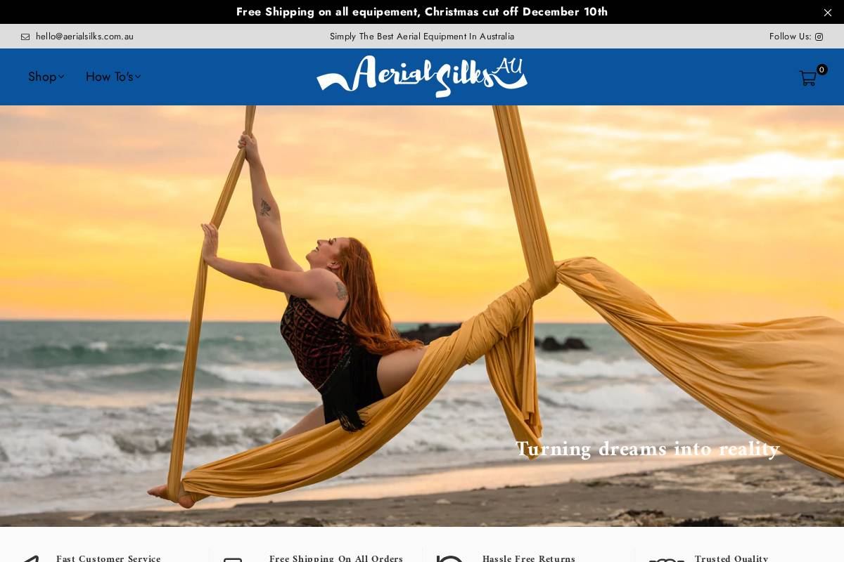 Aerial Silks Australia homepage screenshot