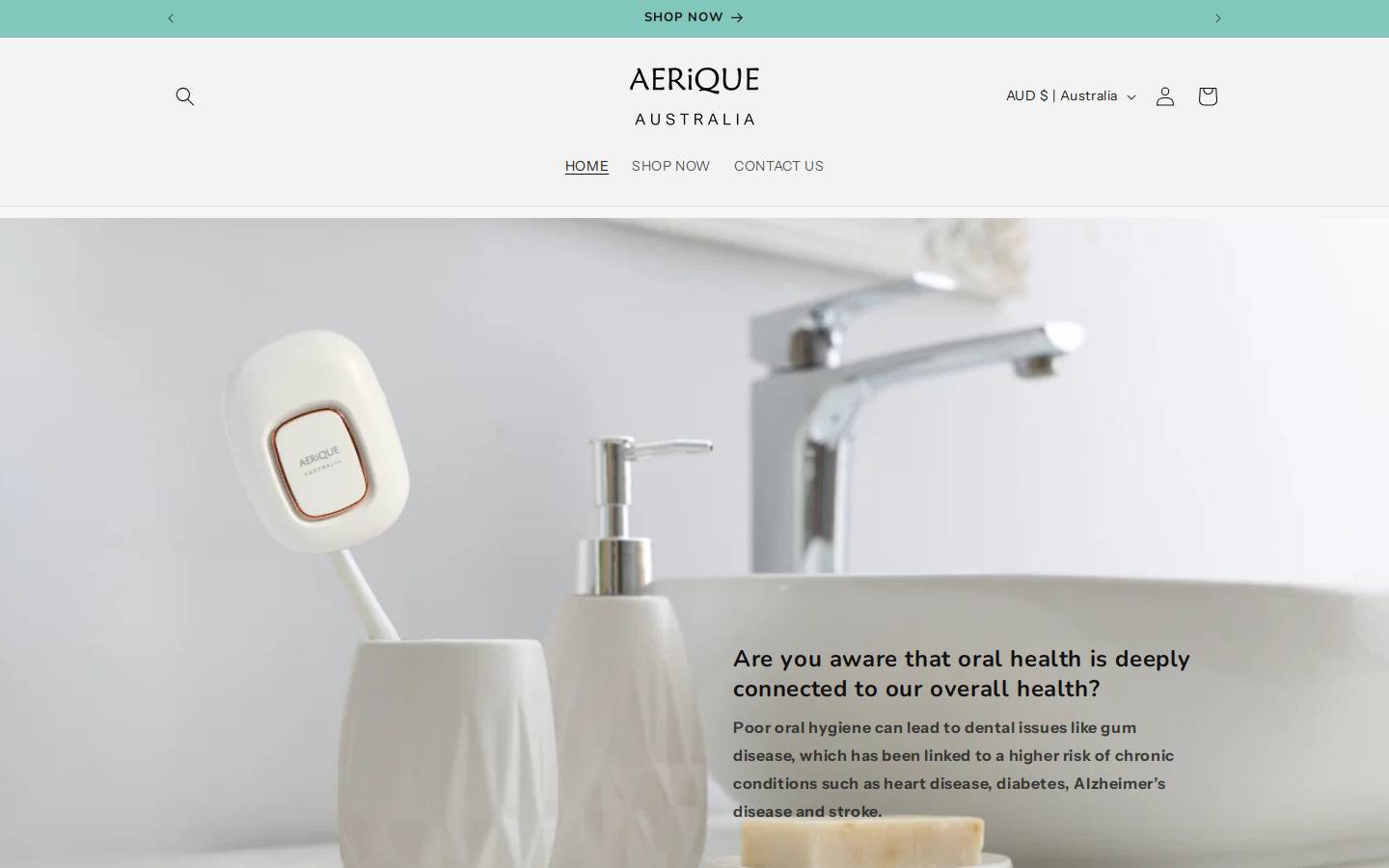 Aerique homepage screenshot