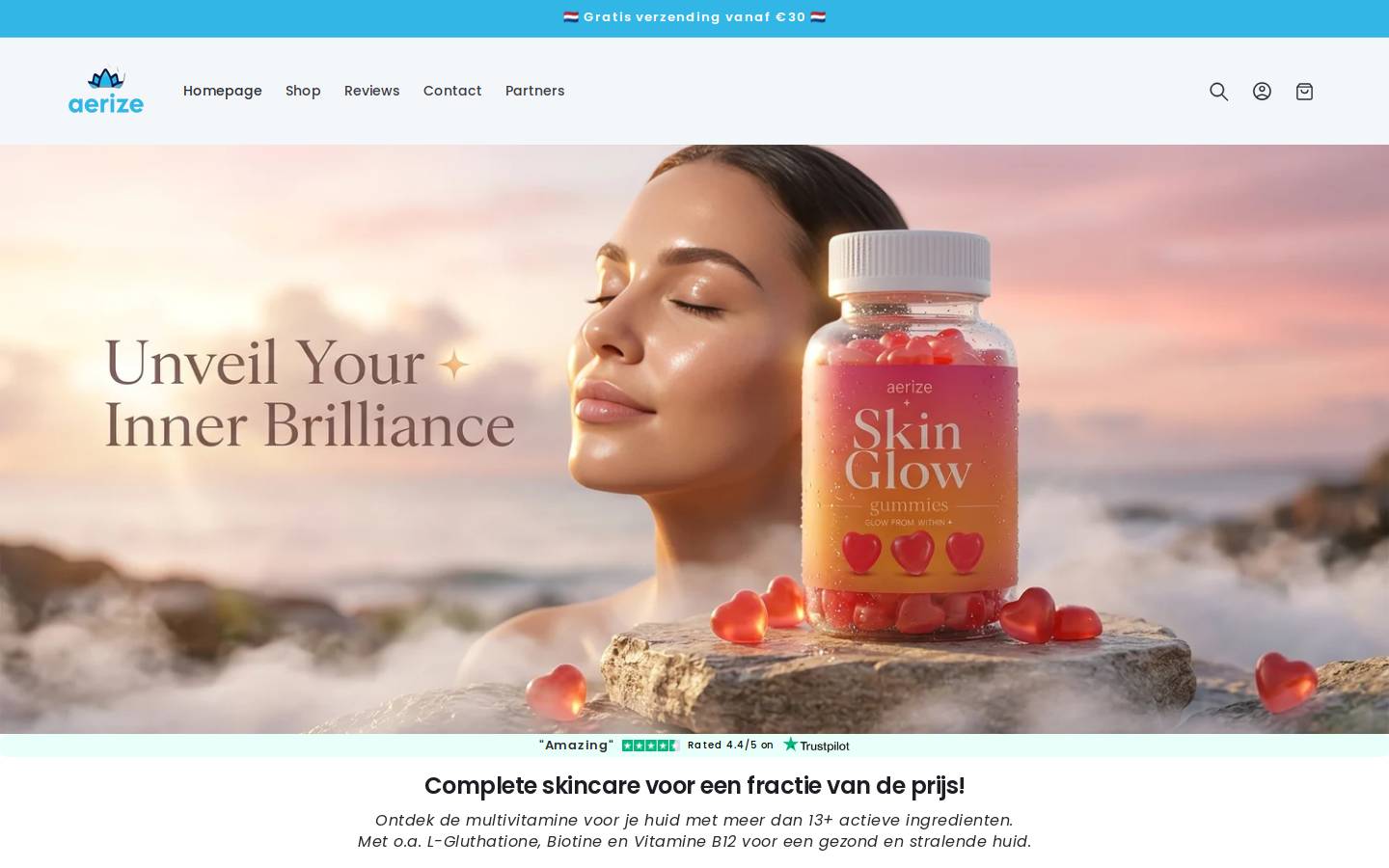 Aerize homepage screenshot