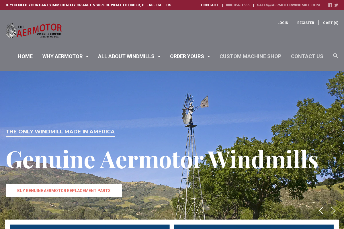 Aermotor Windmill Company homepage screenshot