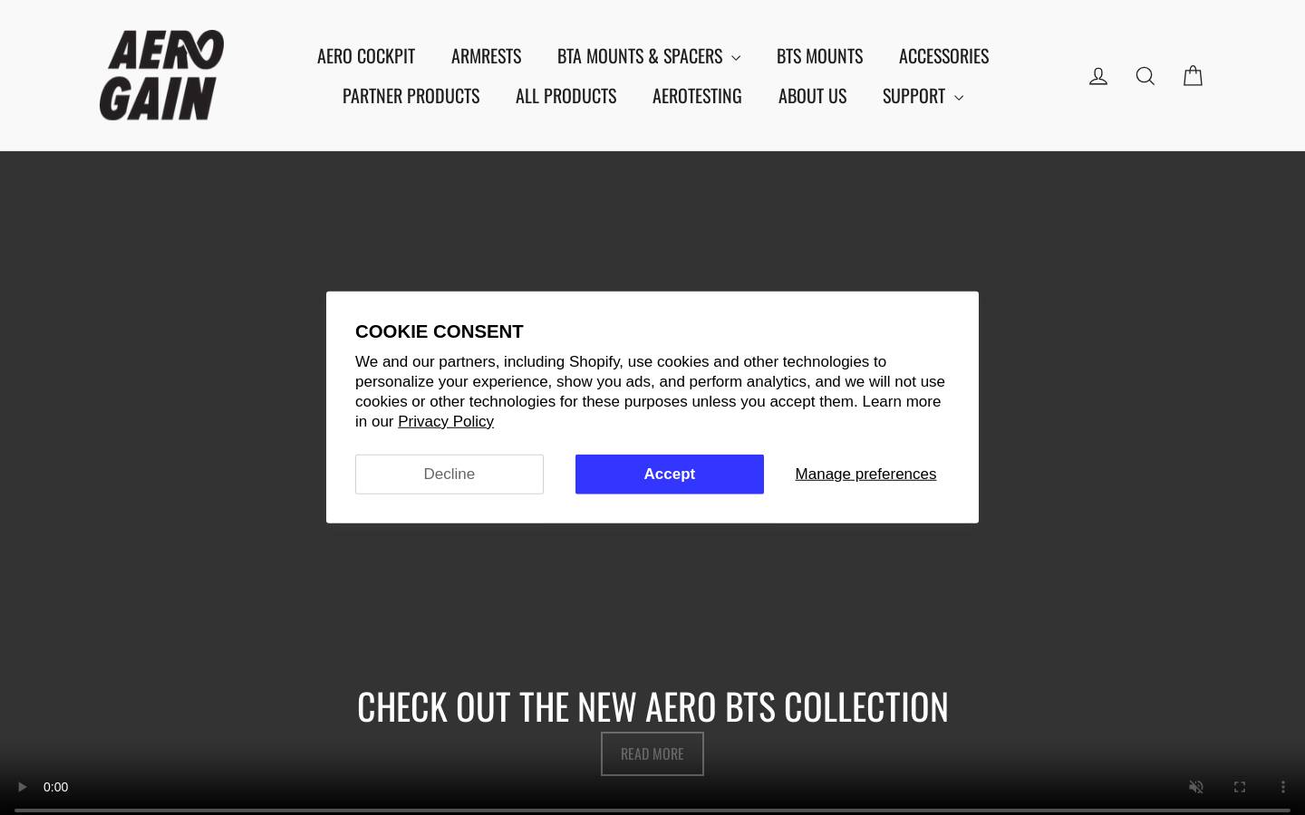 Aero Gain homepage screenshot