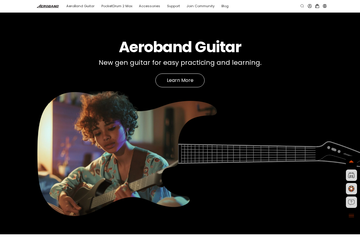AeroBand homepage screenshot