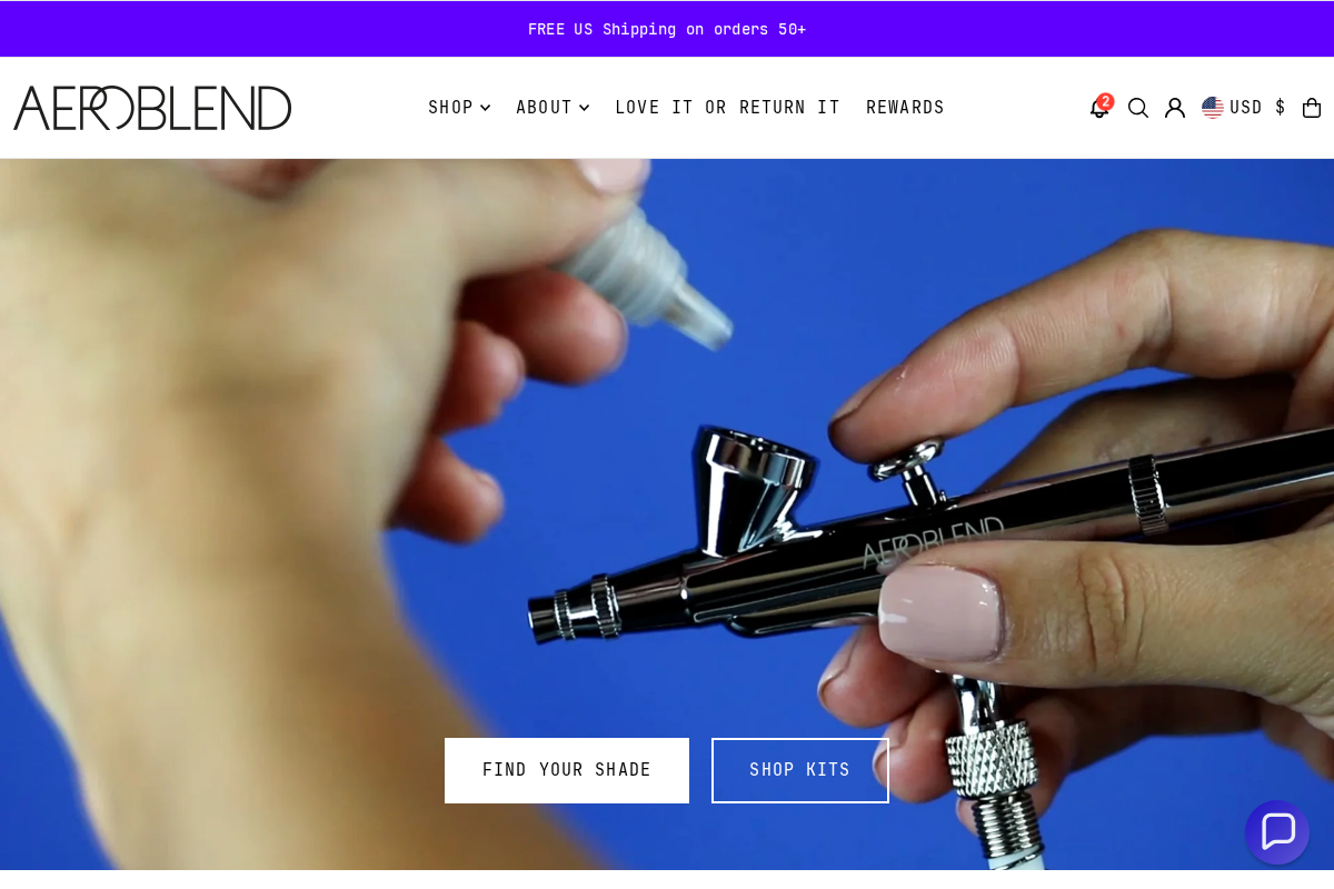 Aeroblend homepage screenshot