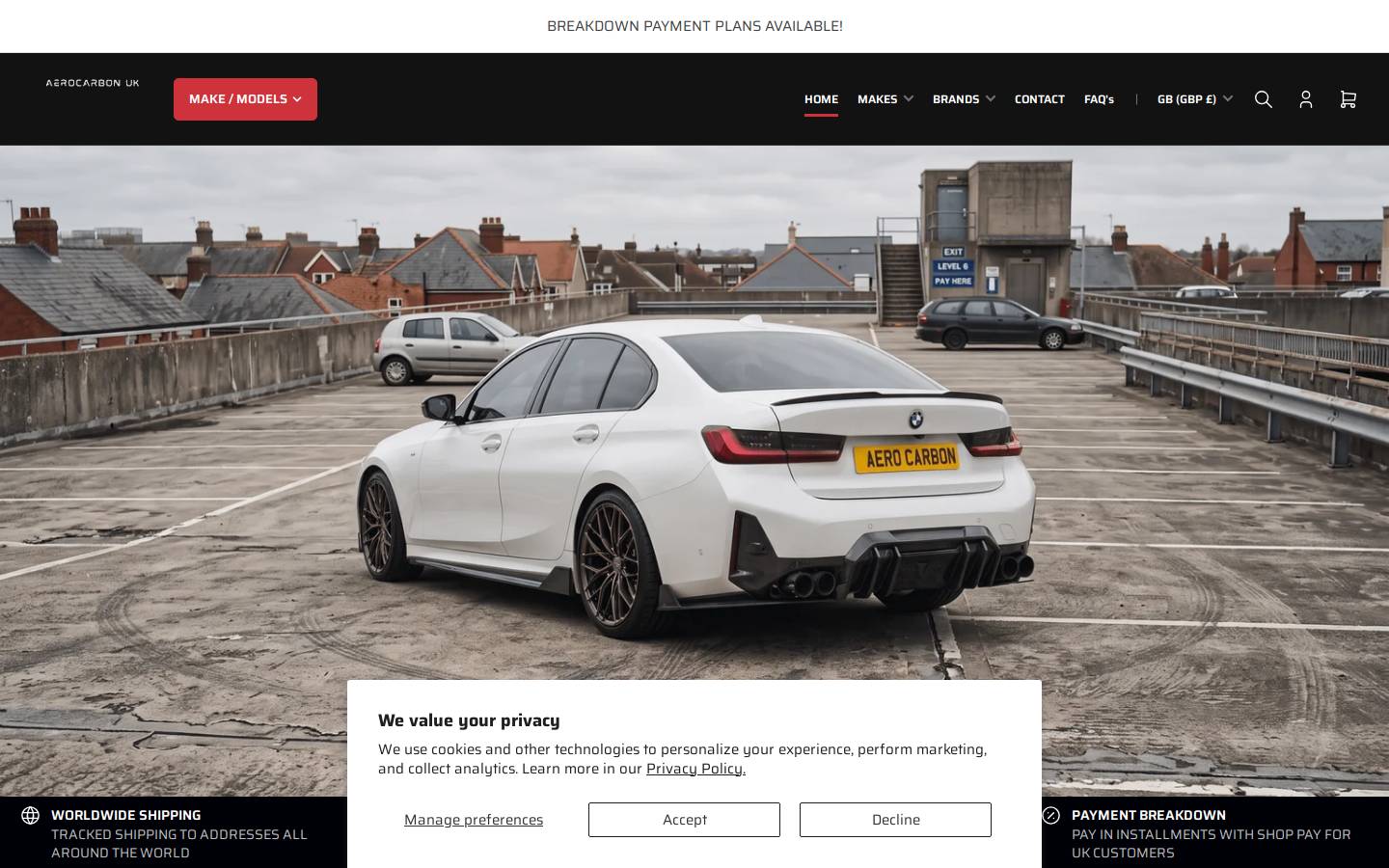 Aerocarbonuk homepage screenshot