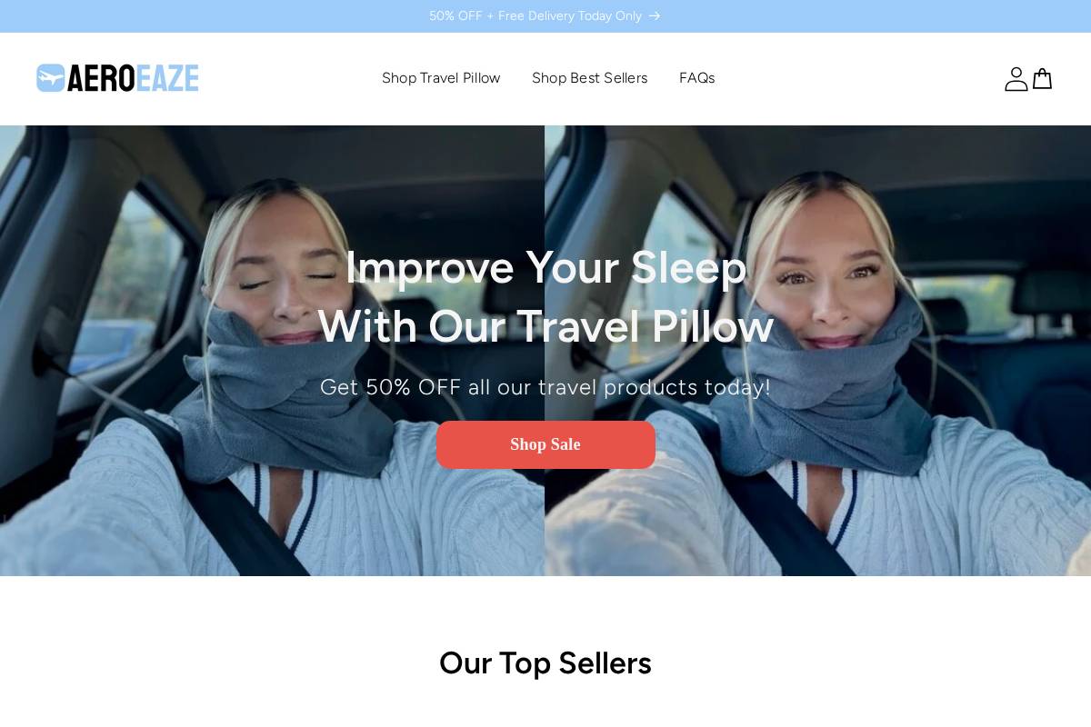 Aeroeaze homepage screenshot
