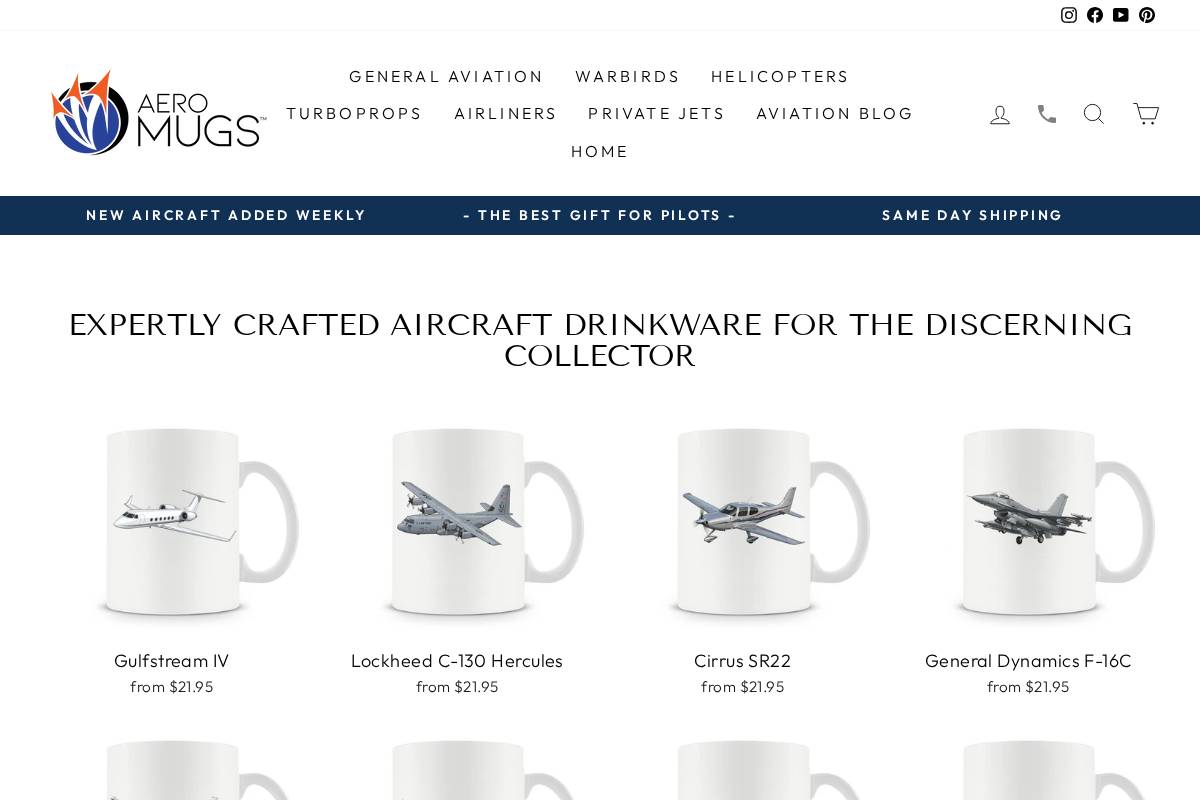 aeromugs.com homepage screenshot