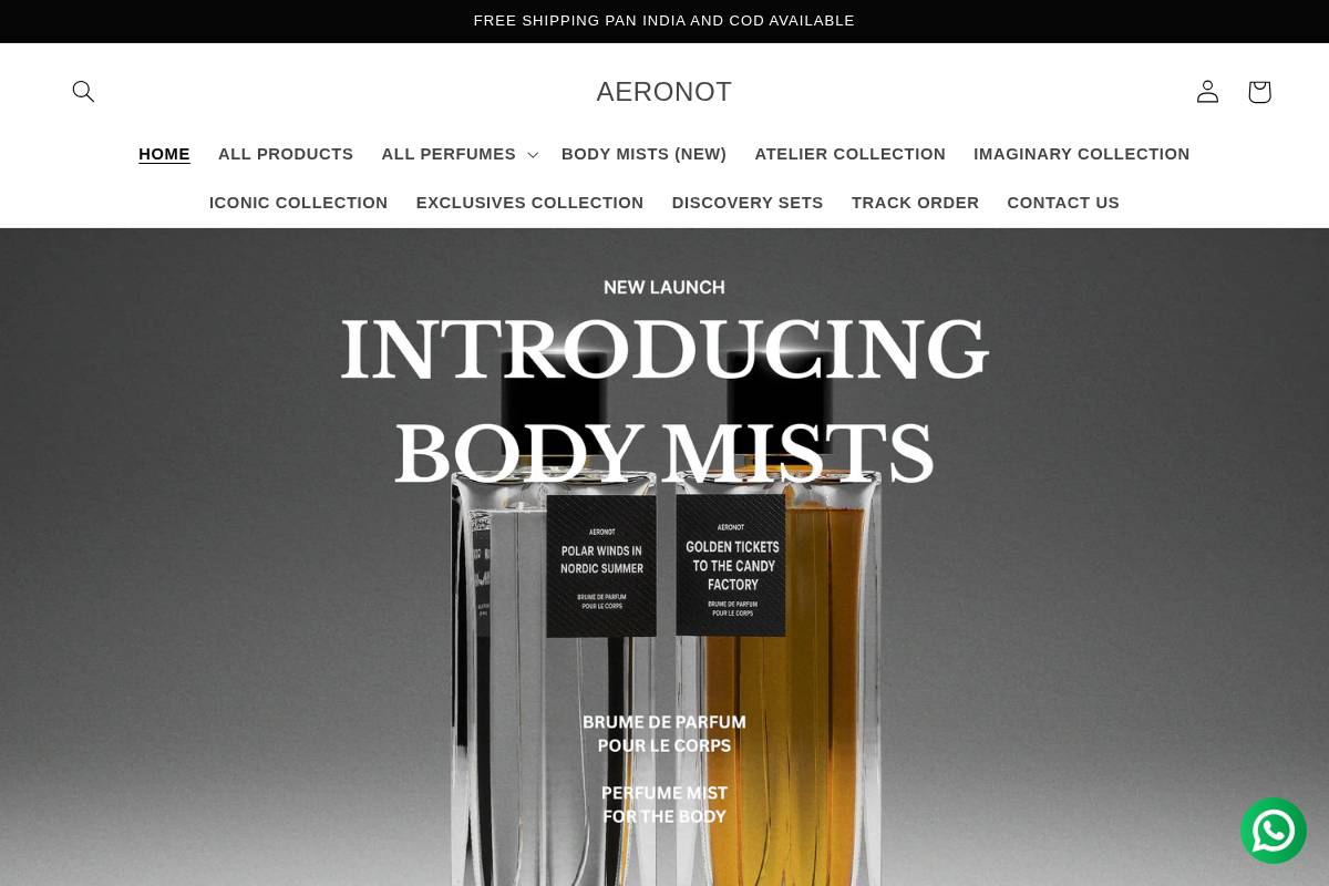 aeronot-store.com homepage screenshot