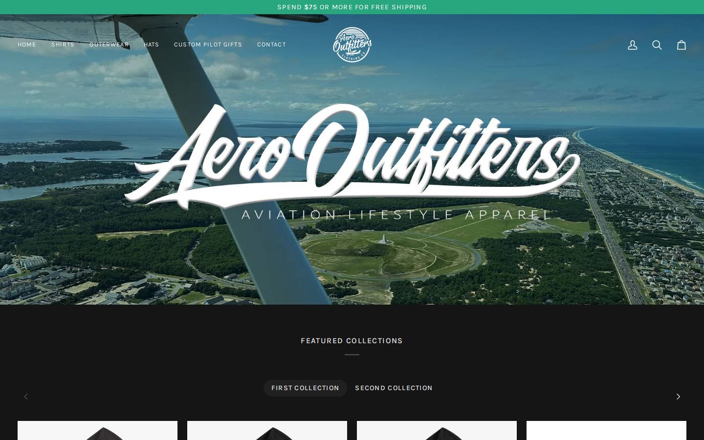 aerooutfittersco.com homepage screenshot