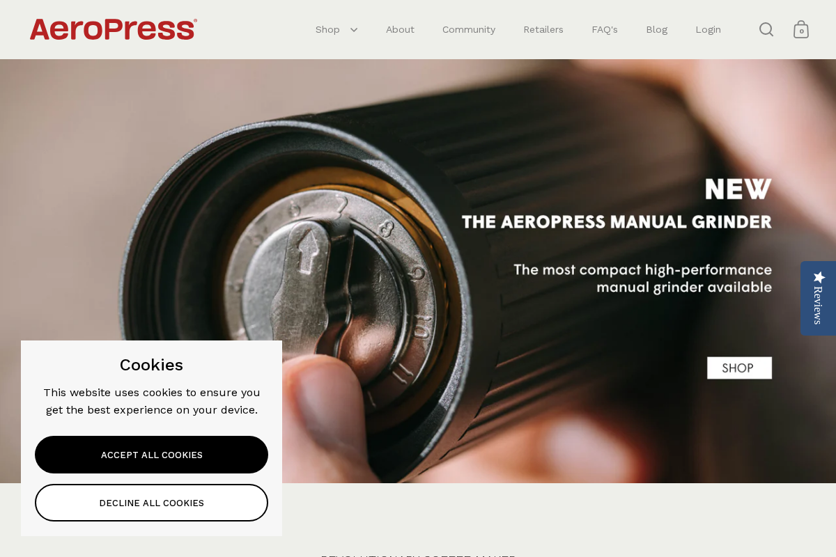 AeroPress UK & Ireland homepage screenshot