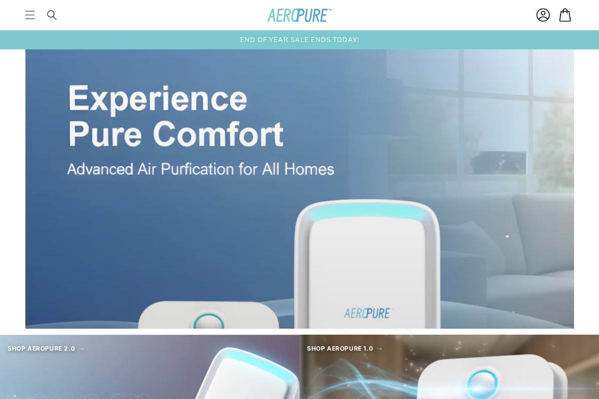 AeroPure homepage screenshot
