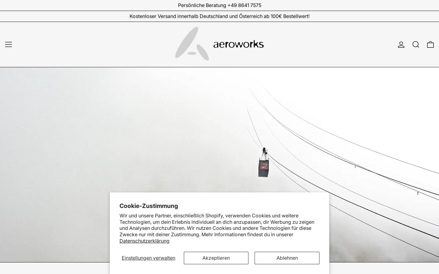 AEROWORKS Onlineshop – Selected Paragliding Equipment homepage screenshot