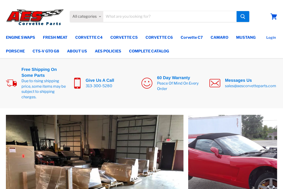 AESCORVETTEPARTS homepage screenshot