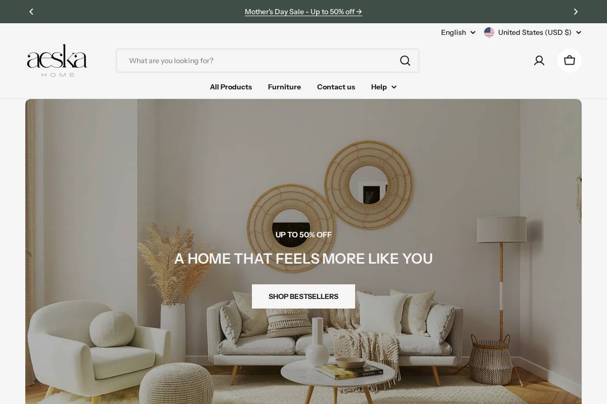 Aeska homepage screenshot