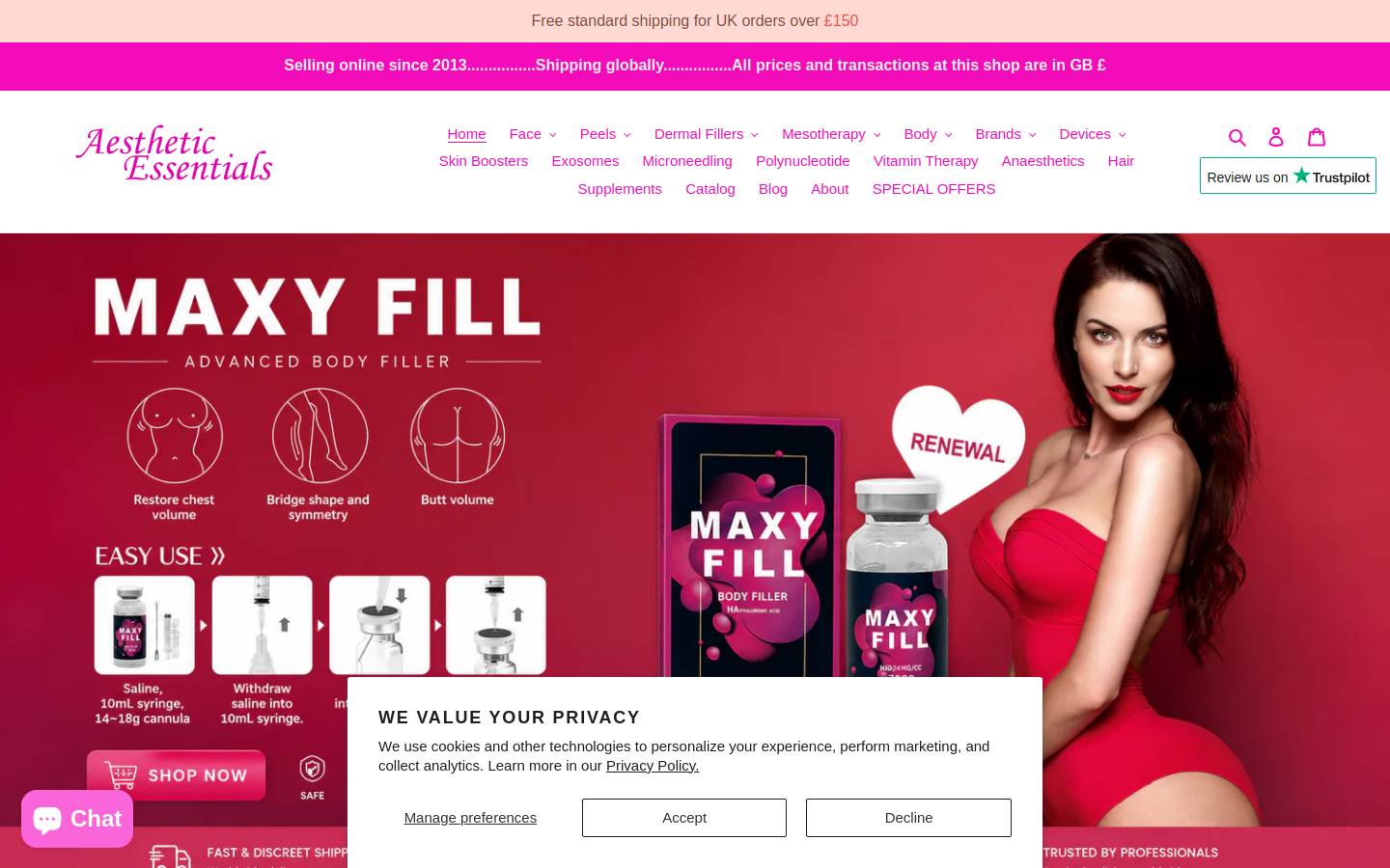 Aesthetic Essentials homepage screenshot