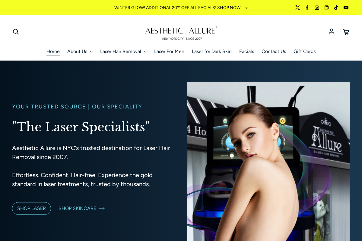 Aesthetic Allure homepage screenshot