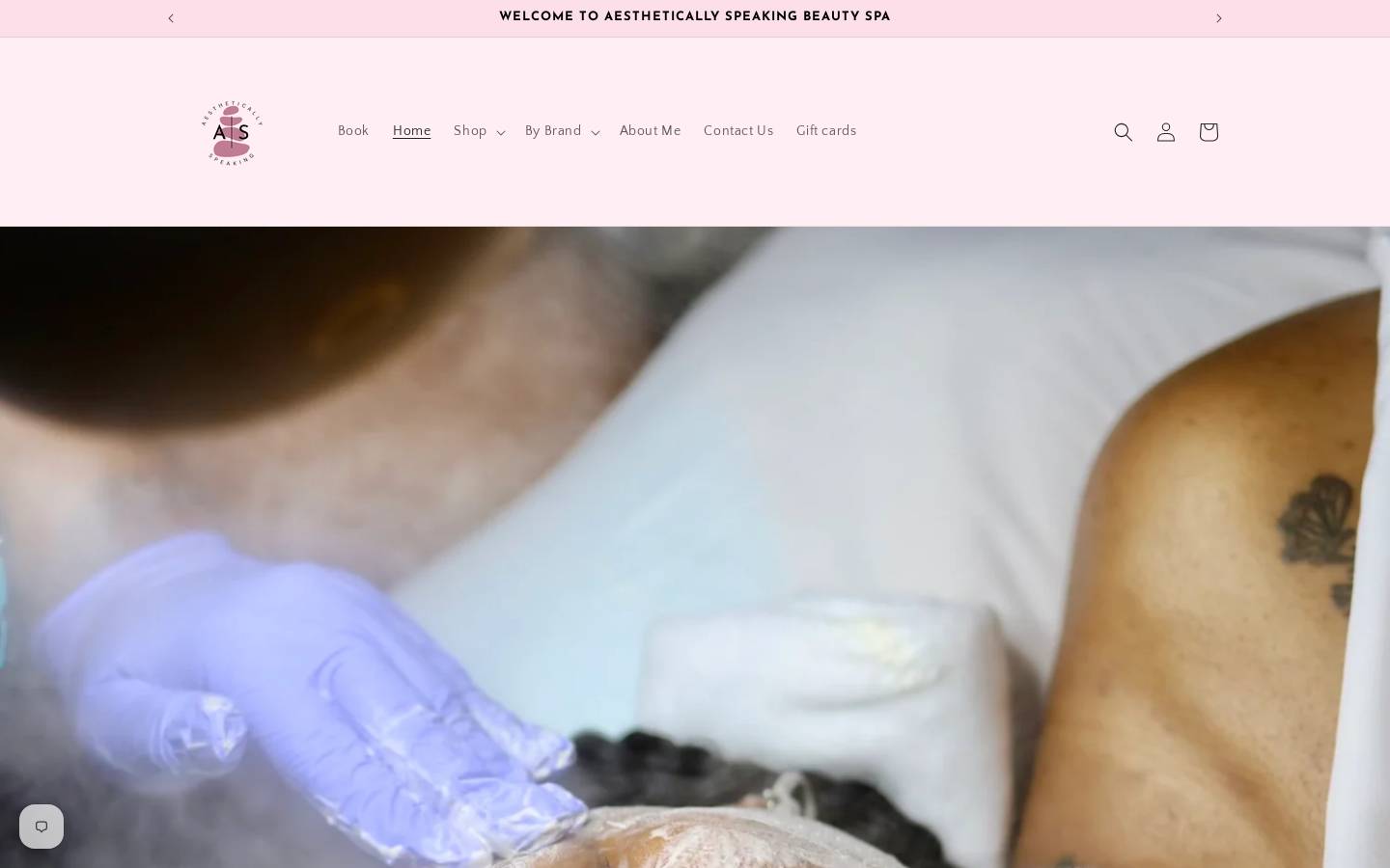 aestheticallyspeakingbeauty.com homepage screenshot