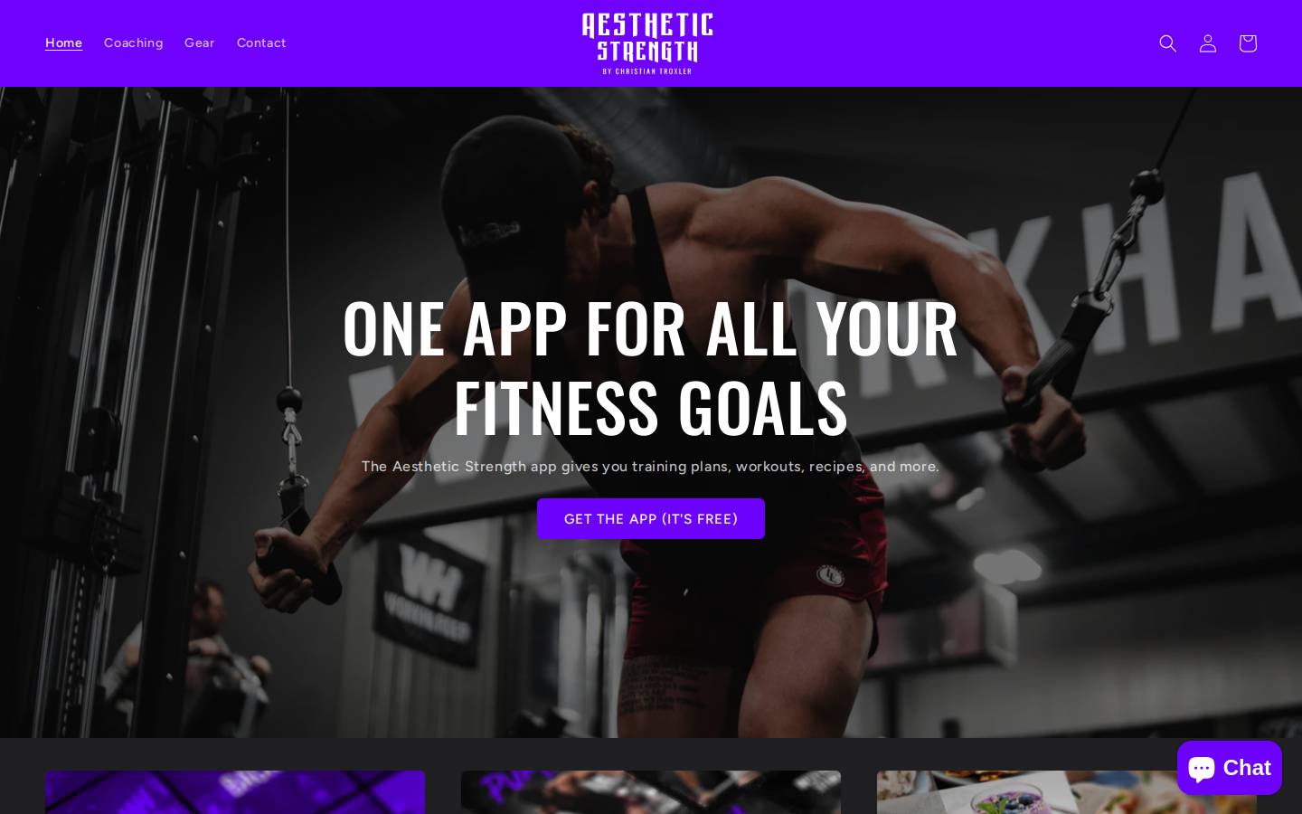 aestheticstrength.app homepage screenshot