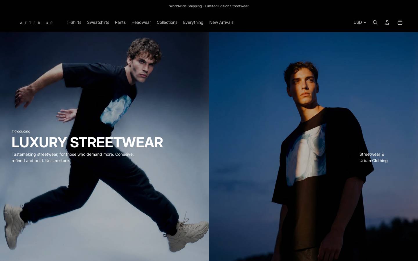 aeteriuswear.com homepage screenshot