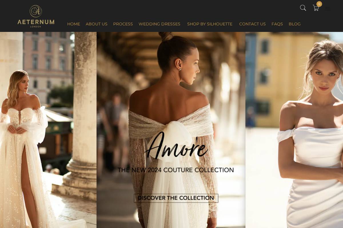 aeternumbridal.com homepage screenshot