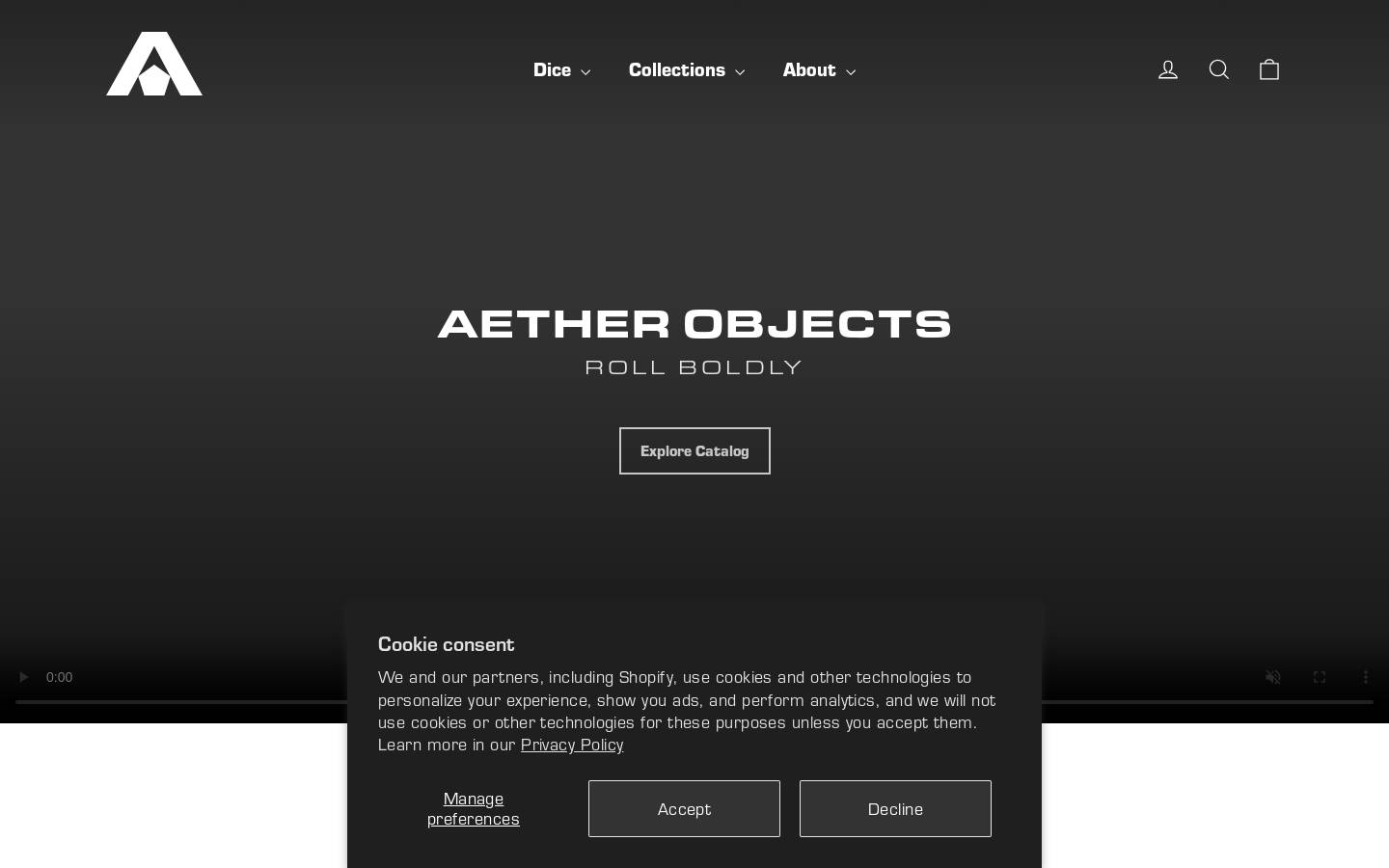 aetherobjects.com homepage screenshot