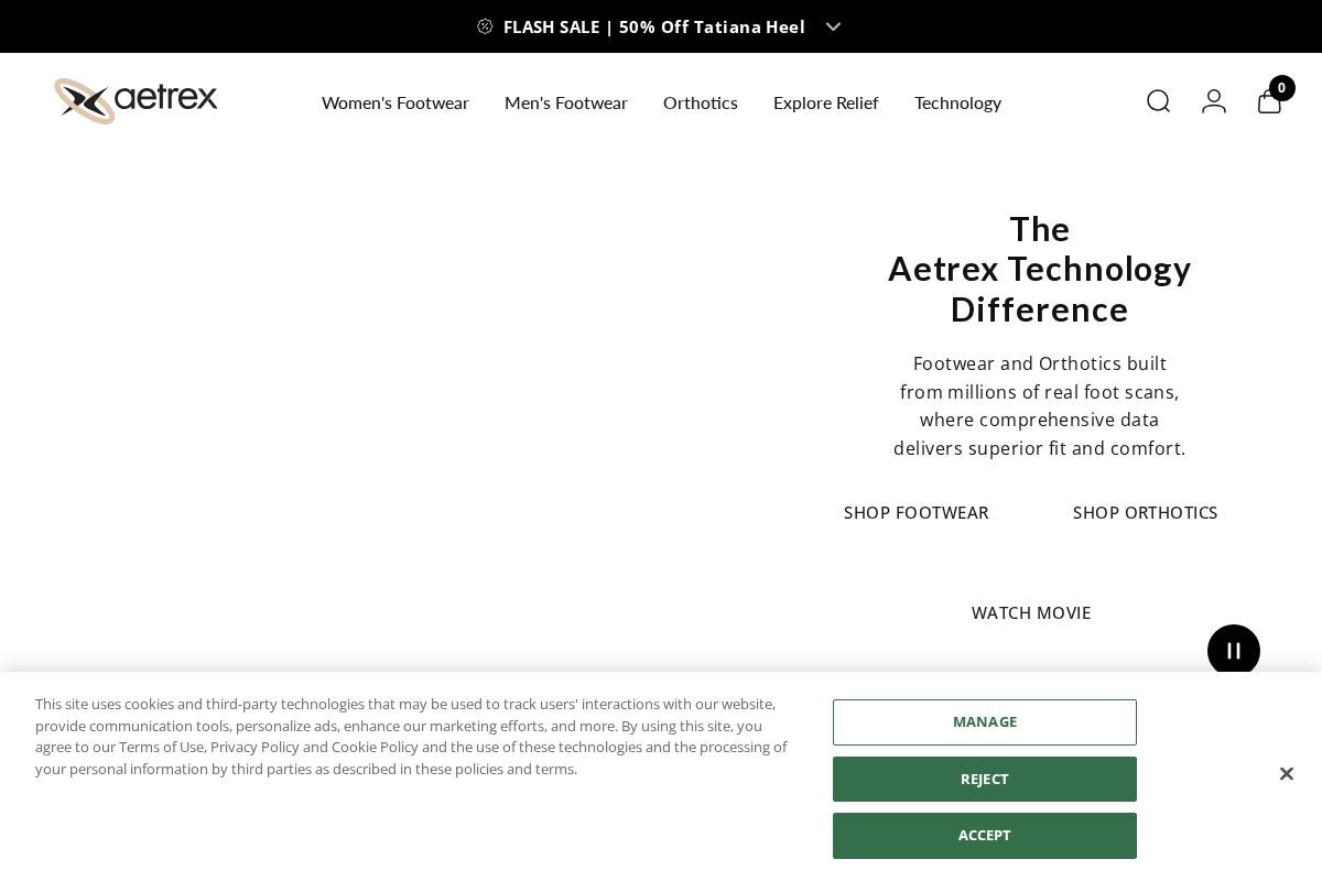 aetrex.com homepage screenshot