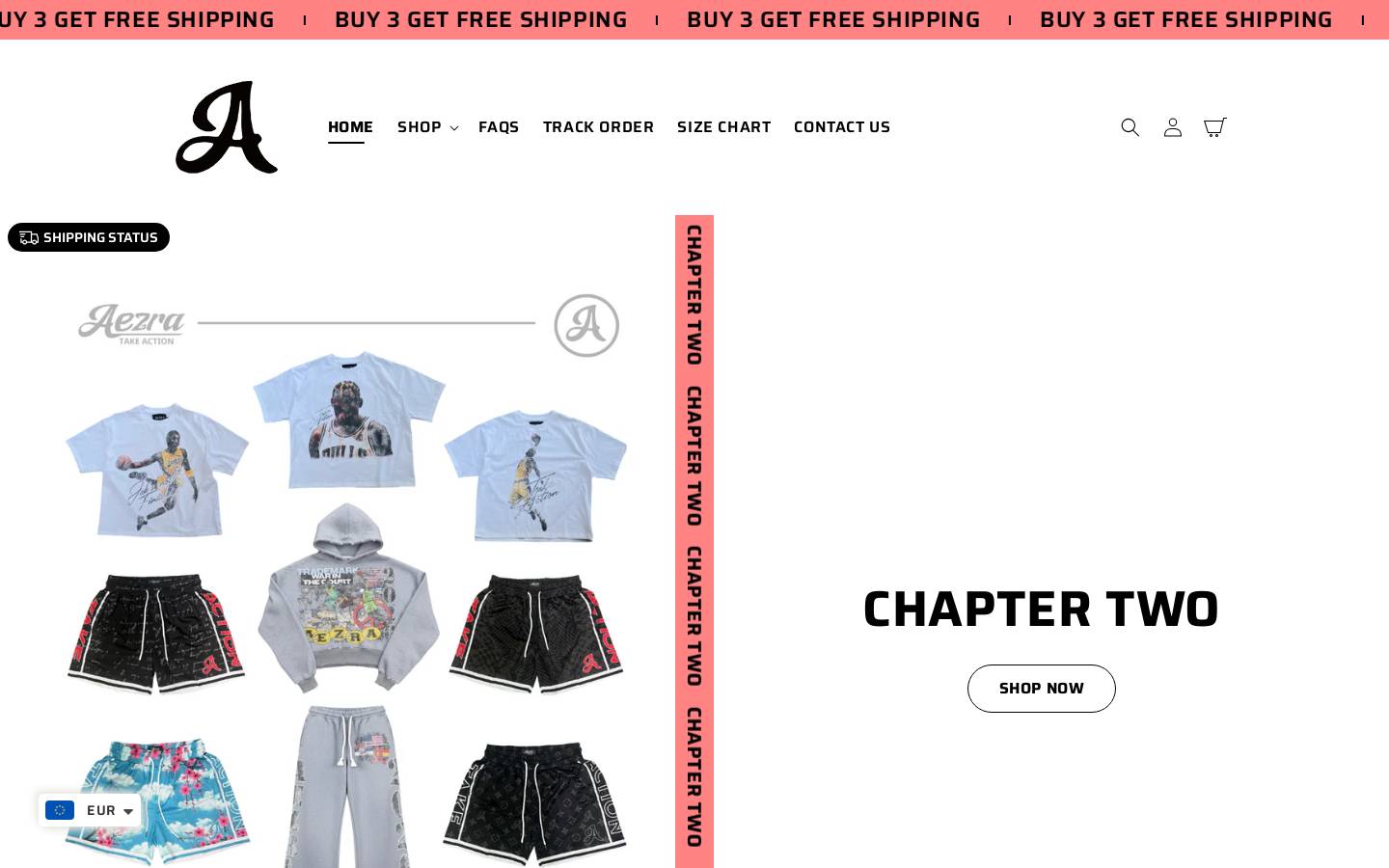 aezraclothing.com homepage screenshot