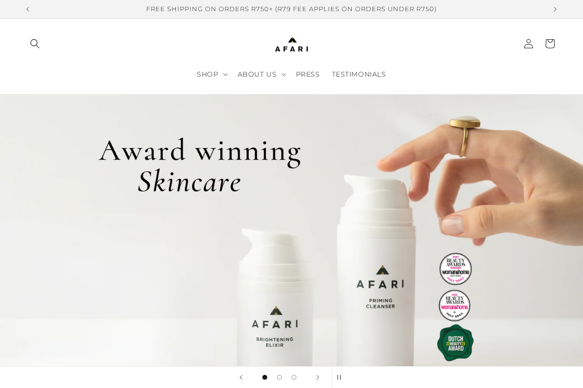 Afari homepage screenshot