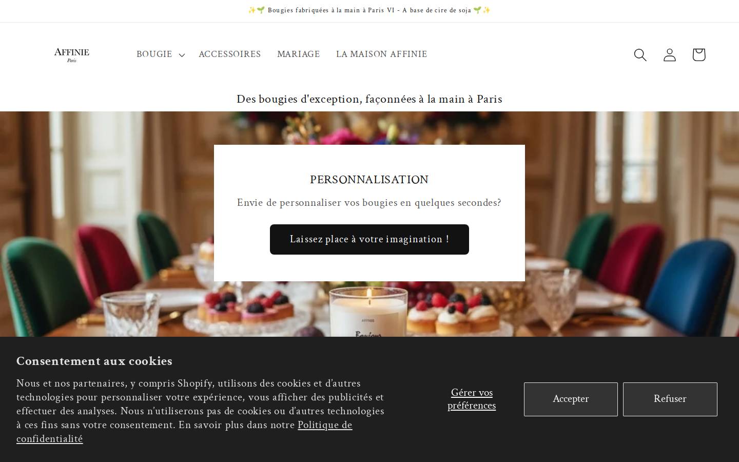 affinieparis.com homepage screenshot