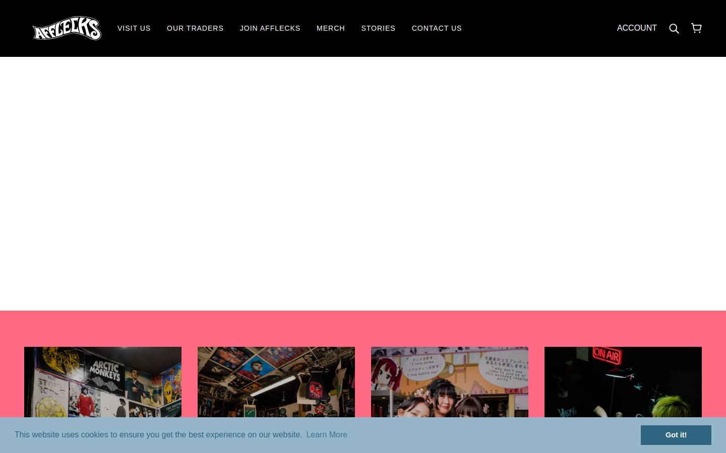 afflecks.com homepage screenshot
