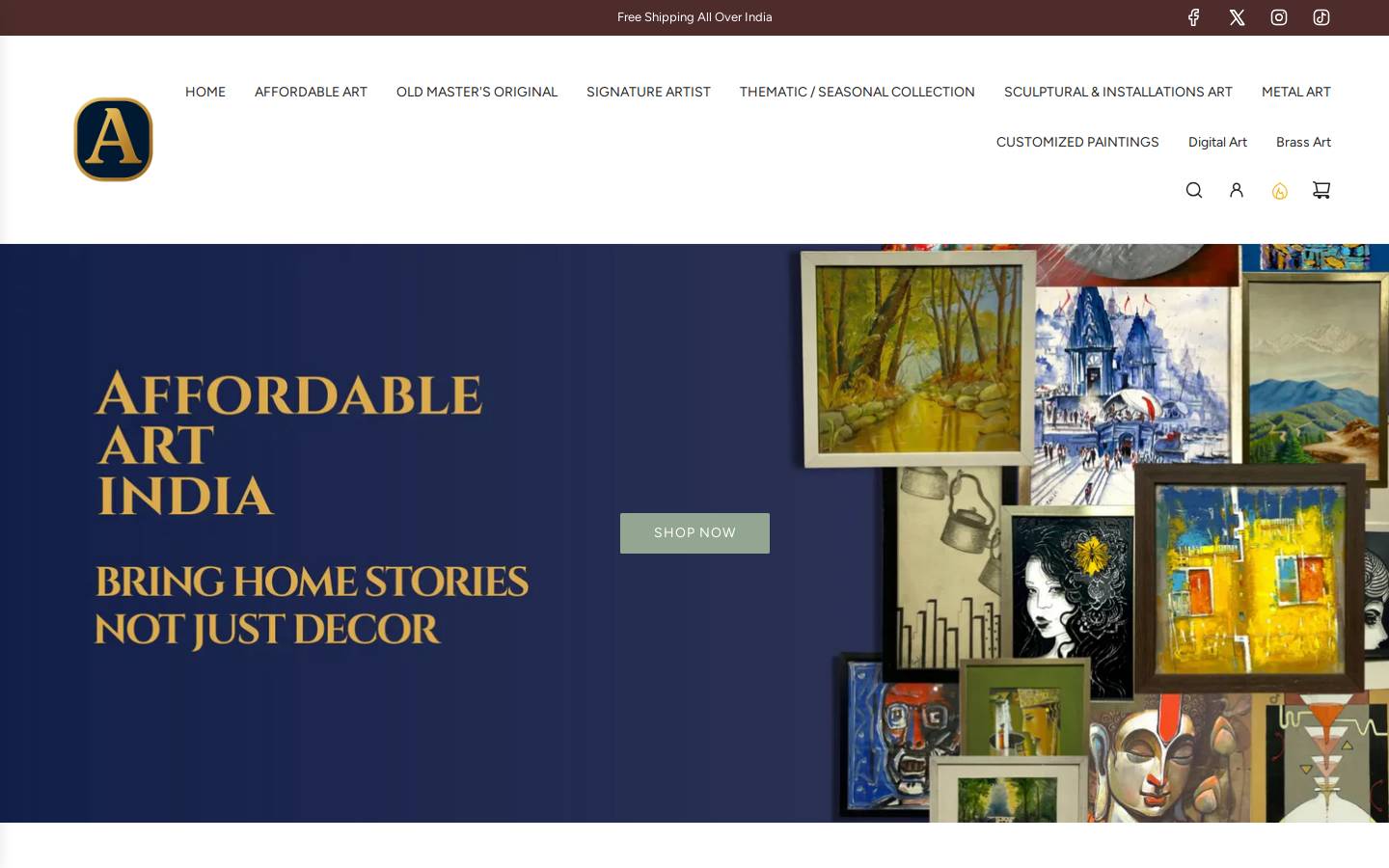 affordableartindia.com homepage screenshot