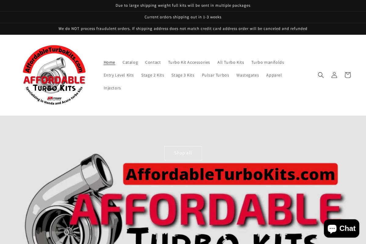 affordableturbokits.com homepage screenshot