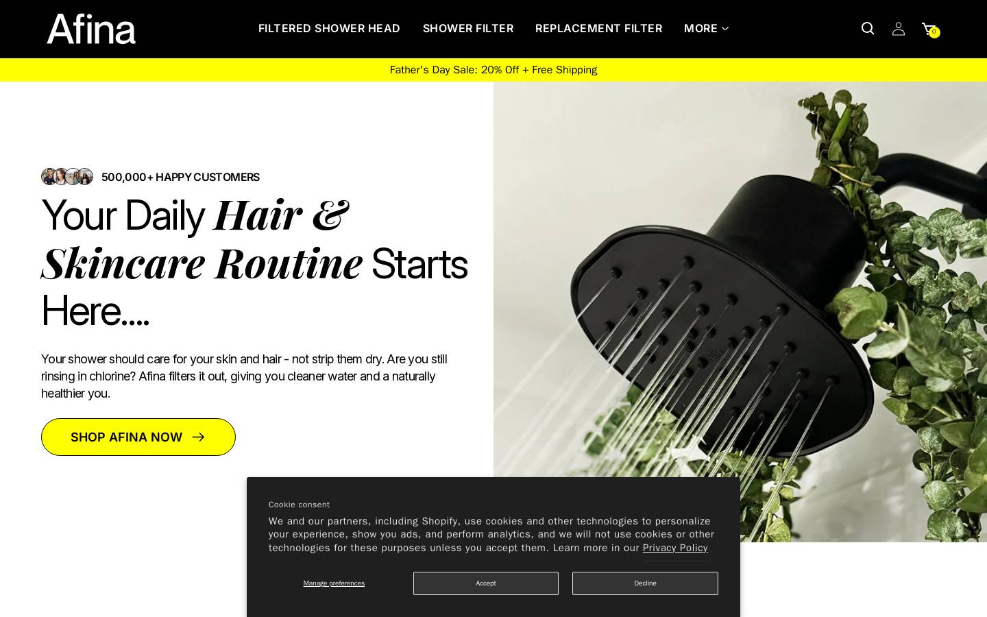 afina.com homepage screenshot