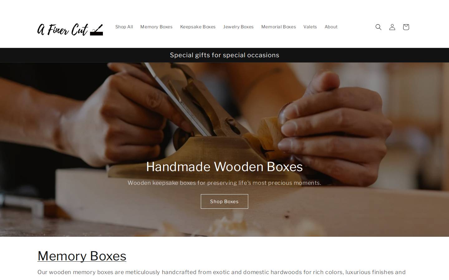 afinercutwood.com homepage screenshot