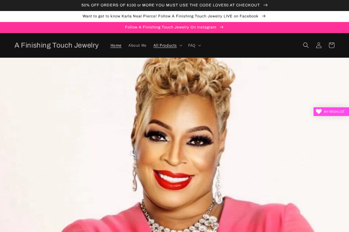 afinishingtouchjewelry.com homepage screenshot