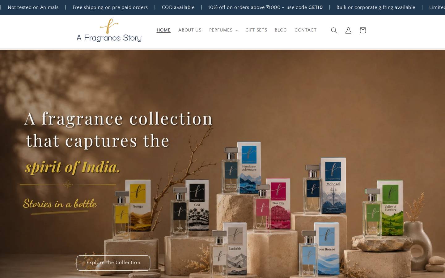 afragrancestory.in homepage screenshot