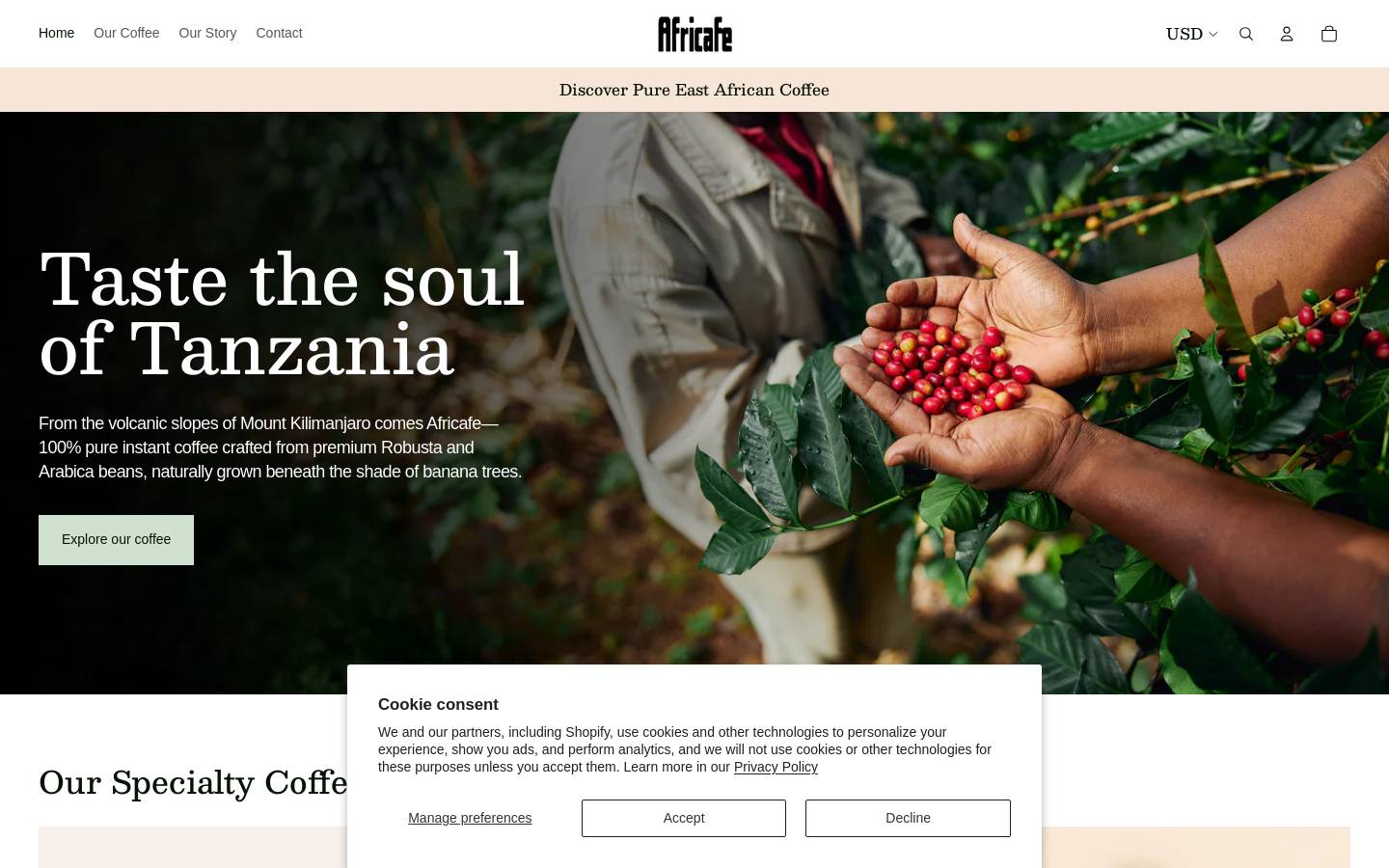 africafe.us homepage screenshot