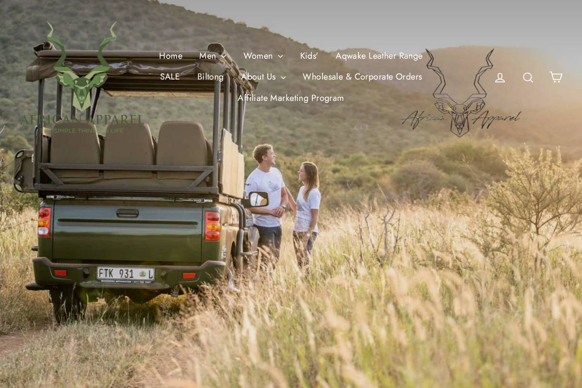 africanapparel.co.za homepage screenshot