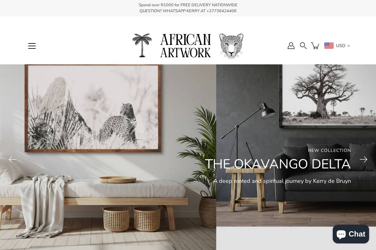 africanartwork.co.za homepage screenshot