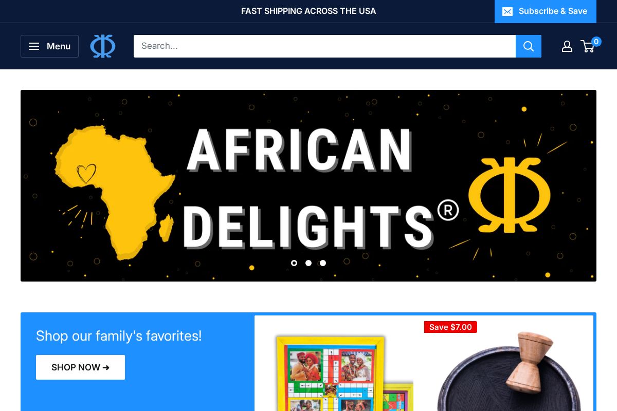 African Delights Store homepage screenshot