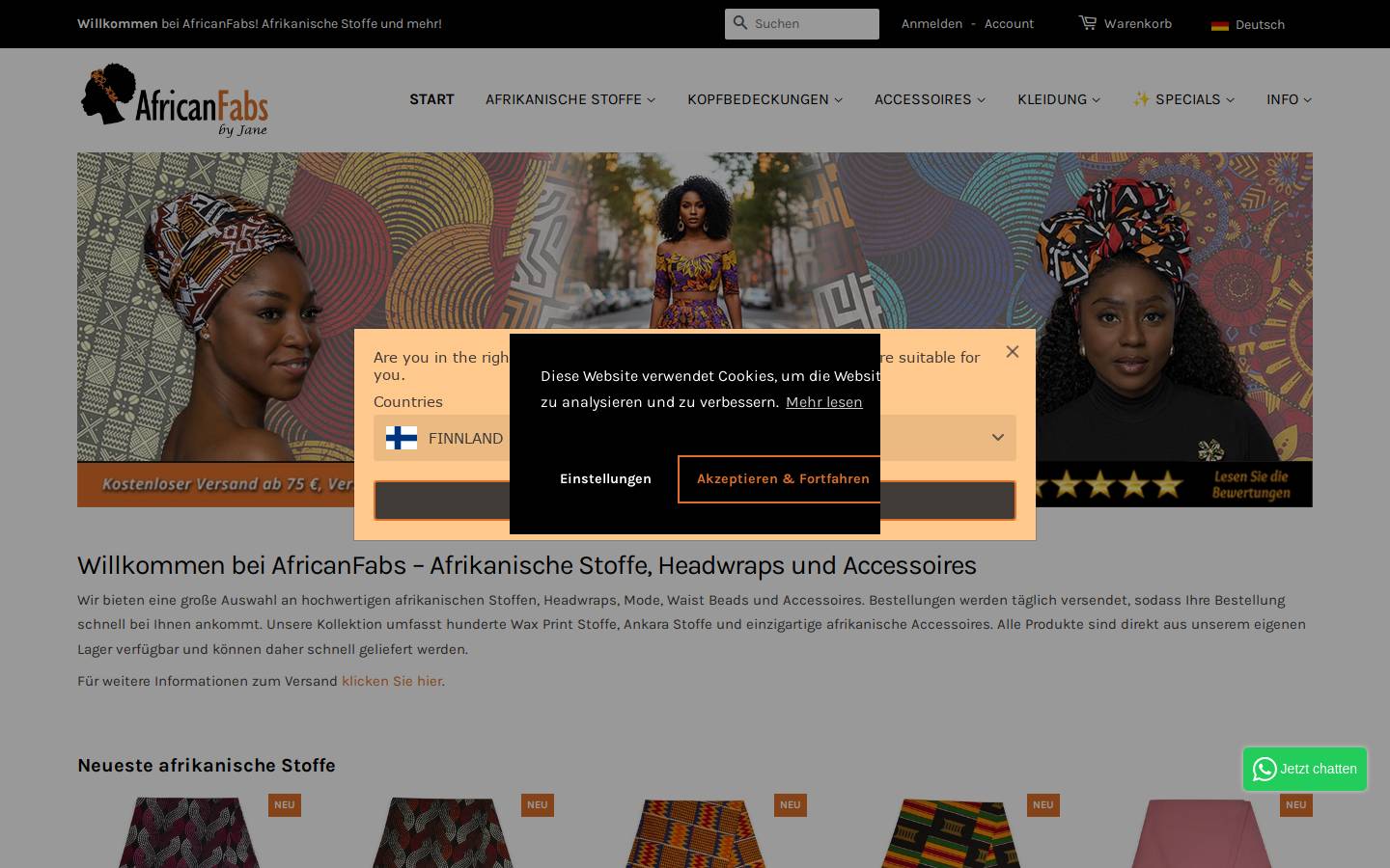 africanfabs.de homepage screenshot